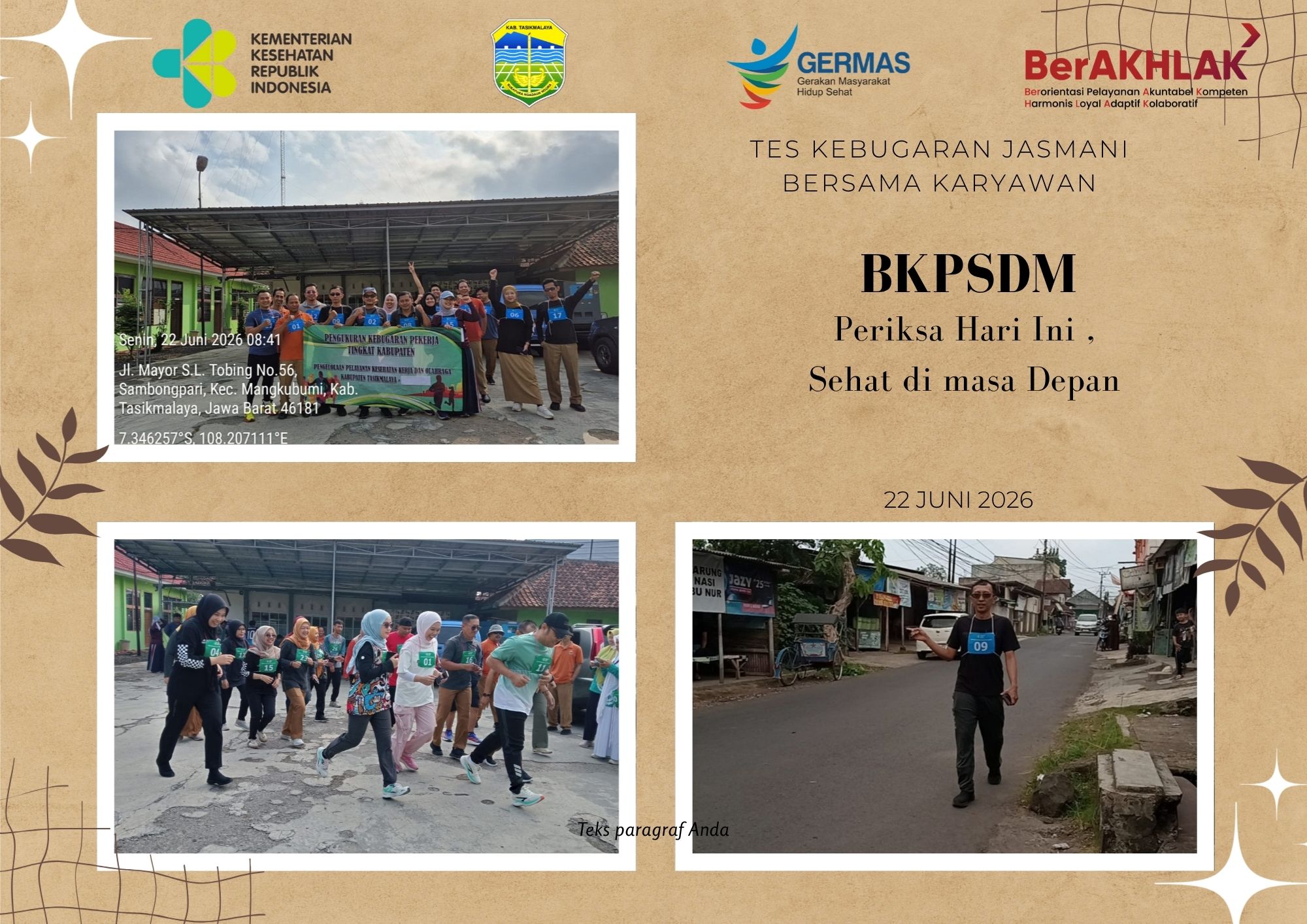 TES KEBUGARAN JASMANI KARYAWAN BKPSDM KABUPATEN TASIKMALAYA
